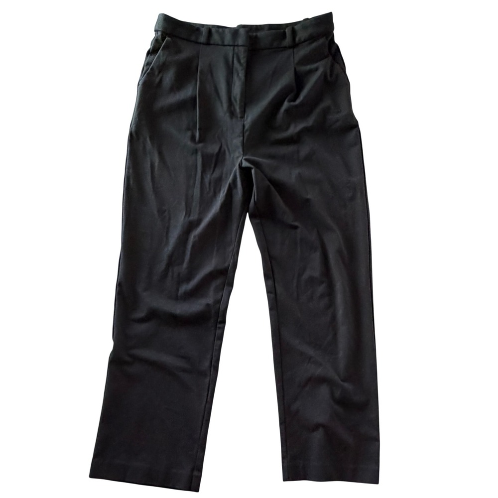 J.Crew Womens Black Pleated High Rise Straight Leg Trousers Pants Size 12 Office